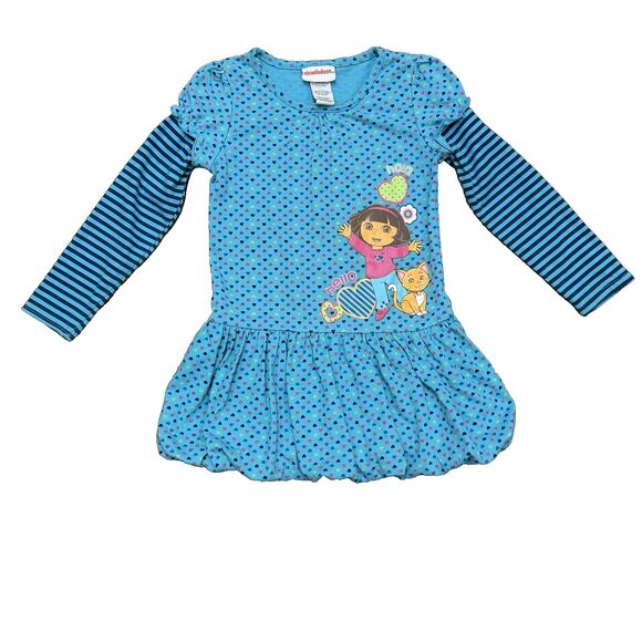 Y2K Nickelodean Dora the Explorer Bubble Dress Toddler Girl 2011 Euc Sz 5T - Picture 1 of 7